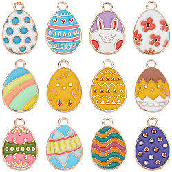 SUNNYCLUE 1 Box 48Pcs 12 Styles Easter Egg Charms Easter Charms Bulk Spring Flower Charm Enamel Rabbit Bunny Cartoon Animals Charm for Jewelry Making Charms Bracelet Necklace Earring Women DIY Crafts