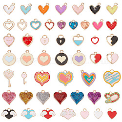 SUNNYCLUE 1 Box 100Pcs Valentines Day Colorful Heart Charms Heart Key Charm Romantic Sweet Love Charm for jewellery Making Charms DIY Necklace Anklet Bracelets Women Adults Crafts