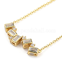 Halskette mit magnetischem, faltbarem Twist-Ring und Zirkonia-Anhänger, mit Messingketten, golden, 16.73~17.17 Zoll (42.5~43.6 cm)