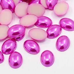 ABS Plastic Imitation Pearl Cabochons, Oval, Fuchsia, 18x13x6mm, about 1000pcs/bag