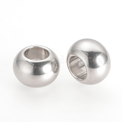 Perles en 201 acier inoxydable, Perles avec un grand trou   , rondelle, couleur inoxydable, 12x8mm, Trou: 6mm