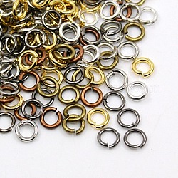 Open Jump Rings Iron Jump Rings, Mixed Color, 8x0.7mm, 21 Gauge, Inner Diameter: 6.6mm, about 4300pcs/500g