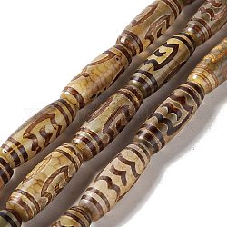 Тибетского стиля DZI бисер нитей, натуральные и крашеные шарики агата, рис, шаблон roc / peng, 28.5~30x10 мм, отверстие : 2.5 мм, около 10 шт / нитка, 11.81'' (30 см)