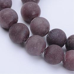 Chapelets de perles en aventurine pourpre naturelle, ronde, mat, 6~6.5mm, Trou: 1mm, Environ 63 pcs/chapelet, 15.5 pouce