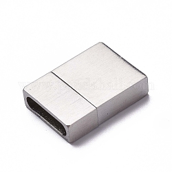 304 fermoirs magnétiques en acier inoxydable avec emembouts à coller, rectangle, couleur acier inoxydable mat, 24x17x6mm, Trou: 3.8x14.8mm