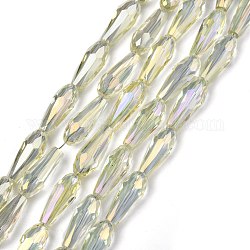 Chapelets de perles en verre électroplaqué, demi-plaqué, facette, larme, arc-en-ciel plaqué, 15x6mm, Trou: 1mm, Environ 50 pcs/chapelet, 28.3 pouce (72 cm)