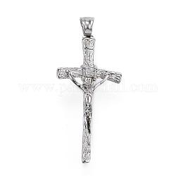 304 Stainless Steel Pendants, For Easter, Crucifix Cross, Stainless Steel Color, 44x21x6mm, Hole: 4x6mm