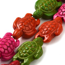Окрашенные синтетические бирюзовые бусы нити, Морская черепаха, красочный, 29x19.5x11.5 мм, отверстие : 1.8 мм, о 12 нитей / 1000 г