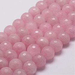 Fili di perline quarzo roso  naturale , sfaccettato, tondo, 12mm, Foro: 1 mm, circa 31pcs/filo, 14.9 pollice~15.1 pollici