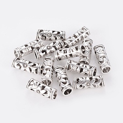 Tibetischen Stil hohlen Rohr Perlen, Cadmiumfrei und Nickel frei und Bleifrei, Antik Silber Farbe, 23x8 mm, Bohrung: 5 mm
