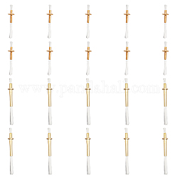 CHGCRAFT 20Pcs 2Styles Fiberglass Wicks with Alloy Tube Holder Golden Metal Wick Holders with Lamp Wick Fiberglass Wick Replacement for Oil Rock Candle Lamp Lantern Making