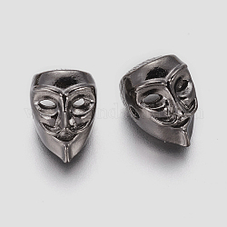 Tibetischer stil legierung perlen, Maske, Metallgrau, 14.5x10x9.5 mm, Bohrung: 1.5 mm