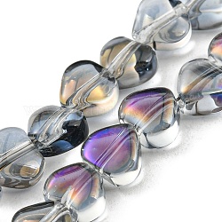 Fils de perles de verre transparentes plaquées demi-arc-en-ciel, galvanoplastie, cœur, gris foncé, 5.5x6x4mm, Trou: 0.9mm, Environ 110 pcs/chapelet, 23.23 pouce (59 cm)