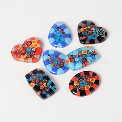 Mixed Handmade Millefiori Glass Pendants, Mixed Color, 43~51x30.5~51x7~8mm, Hole: 5~5.5mm