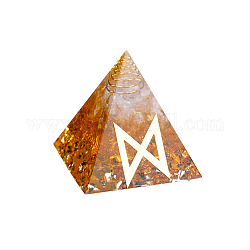 Orgonit-Pyramiden-Harz-Display-Dekorationen, mit Messing-Zubehör, Goldfolie und natürliche Citrin-Chips im Inneren, für den Homeoffice-Schreibtisch, 50 mm