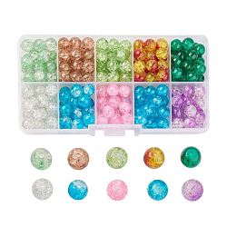 Rotonde perle di vetro trasparente crackle, colore misto, 4mm, Foro: 1.1~1.3 mm, circa 1500~1550 pc / scatola