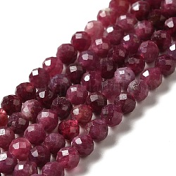 Naturels rouges perles de tourmaline brins, facette, ronde, AA grade, 4~4.5mm, Trou: 0.7mm, Environ 93 pcs/chapelet, 15.16'' (38.5 cm)