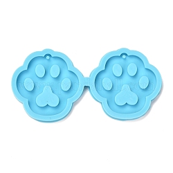 DIY Pendant Silicone Molds, Resin Casting Molds, Clay Craft Mold Tools, Dog Paw Prints, Blue, 42.5x89x4mm, Hole: 1.5mm, Inner Diameter: 36x37.5mm