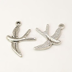 Tibetan Style Alloy Pendants, Lead Free, Cadmium Free and Nickel Free, Bird, Antique Silver, 31mm long, 22mm wide, 2mm thick, hole: 2mm