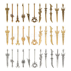 Globleland 66 Stück 3 Farben Schwertanhänger für Schmuckherstellung, Bastelzubehör, Armband, Halskette, Anhänger, Ohrring, Schlüsselanhänger