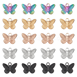 UNICRAFTALE 20Pcs 5 Colors Butterfly Charms 304 Stainless Steel Butterfly Pendants 12mm Long Metal Butterfly Pendants Textured Mini Butterfly Necklace Bracelet Charms for DIY Jewelry Making Hole 2mm