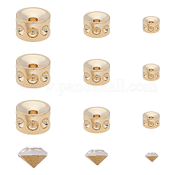 Unicraftale DIY-Kits zur Herstellung von Perlen, inklusive 304 Edelstahlperlen-Strassfassung und spitzem Kristallglas-Strass auf der Rückseite, golden, Perleneinstellungen: 4 mm/6 mm/8 mm, Bohrung: 1~1.8 mm, 12 Stück / Karton