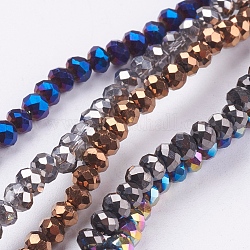 Chapelets de perles en verre électroplaqué, facette, rondelle, couleur mixte, 3~3.5x2.5~3mm, Trou: 0.5mm, Environ 140 pcs/chapelet, 13.7 pouce