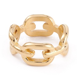 Placcatura ionica (ip) unisex 304 anelli in acciaio inossidabile, Anelli a banda larga, forma della catena del bordo, oro, formato 7, 9.7mm, diametro interno: 17.5mm