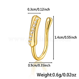 925 anello da naso twist in argento sterling con pavé di zirconi trasparenti, polsini per il naso di Halloween, gioielleria di moda, oro, 14x9mm