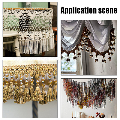 Отделка лентой с пайеткой и кисточкой длиной 10 м. OCOR-WH0078-162A-1