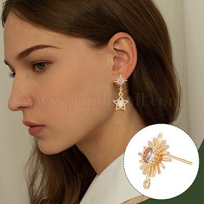 Серьги-гвоздики с микропрозрачным кубическим цирконием из латуни KK-UN0002-65-1