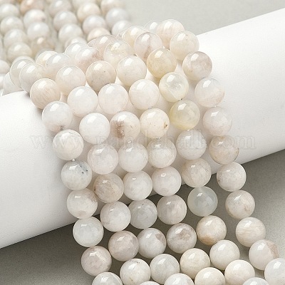 Натуральный белый лунный камень бисер пряди G-F674-08-8mm-01-1