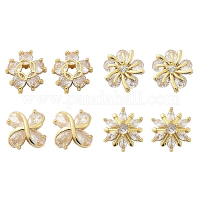 Серьги-гвоздики из латуни с микро-паве и прозрачным фианитом EJEW-U064-03G-1