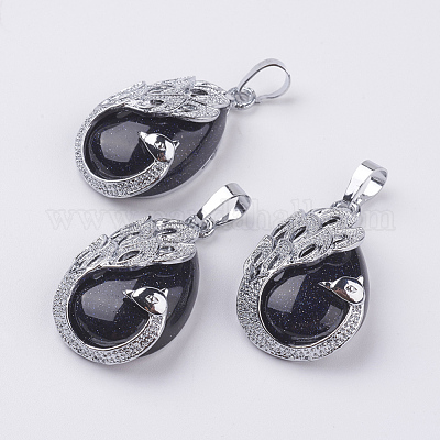 Синтетический синий авантюрин подвески G-E442-04I-1