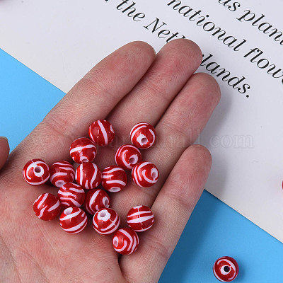 Непрозрачные полосатые акриловые бусины&nbsp;MACR-S373-27D-01-1