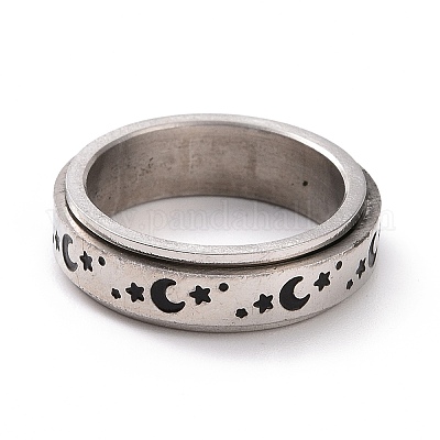 Черная эмалированная луна с вращающейся звездой RJEW-I089-07P-1