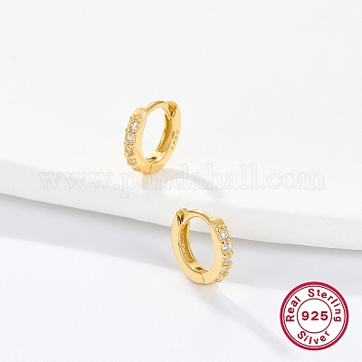 925 женская серьга-кольцо из стерлингового серебра с микропаве из циркония EJEW-F317-10G-1