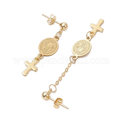 Длинные висячие серьги-гвоздики из латунных цепочек для женщин EJEW-JE06224-1