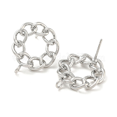 Фурнитура для сережек-гвоздиков в форме полого пончика из латуни KK-K351-21P-1