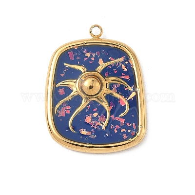 Подвески из нержавеющей стали 304 из эпоксидной смолы с натуральными ракушками и пайетками внутри STAS-L026-17G-O04-1