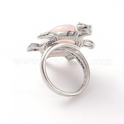 Черепаха платиновый оттенок латунь натуральный и синтетический смешанные камни широкие кольца на палец RJEW-M130-M-1