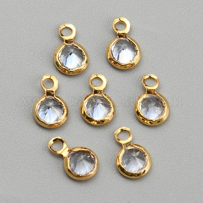 Латунные микро проложить кубического циркония подвески KK-WH0066-04A-G-1