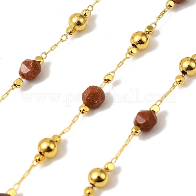 Круглые ограненные цепочки из бисера ручной работы из золота CHC-F021-01G-05-1