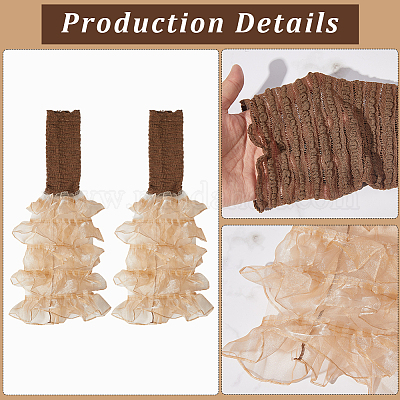 Рукава из полиэстера с оборками и многослойной пэчворк-стеганой отделкой AJEW-WH20042-75B-1