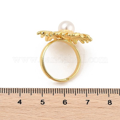 Латунные кольца с подсолнухом для женщин RJEW-S622-02G-1