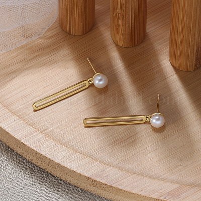 925 orecchini pendenti ovali in argento sterling con perle all'ingrosso