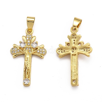 Латунные микропаве прозрачные подвески с фианитом ZIRC-J025-49G-1