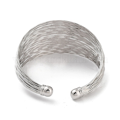 Латунные браслеты-манжеты с несколькими линиями BJEW-D039-01P-1