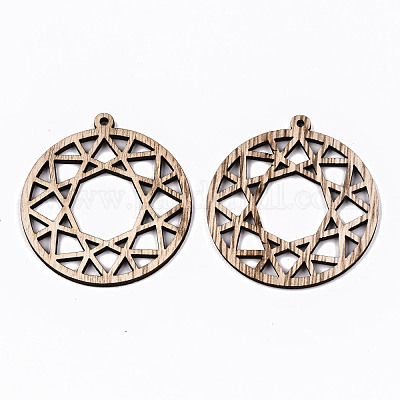 Необработанные полые деревянные большие подвески WOOD-N006-138-1