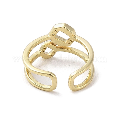 Открытые манжеты из латуни с микропаве кубический цирконий RJEW-M170-11G-1